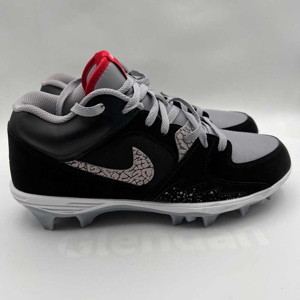 Jordan Stadium 90 Baseball Cleats Mens 11 Black Grey Elephant Print Molded